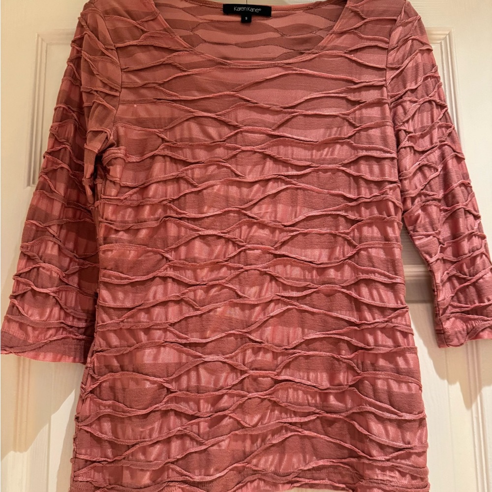 Karen Kane pull over dressy salmon colored top